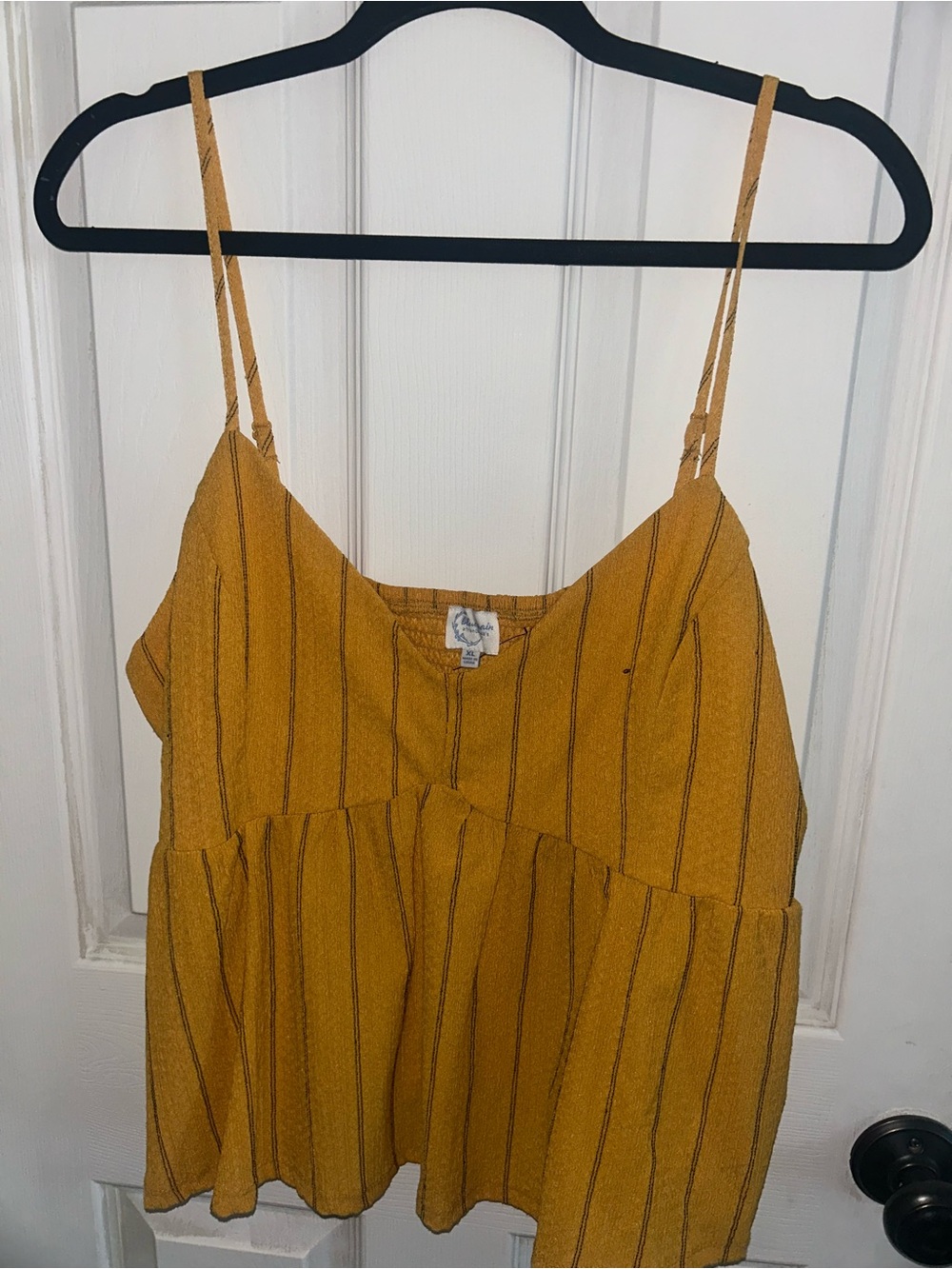 Francesca's Collections Mustard Yellow Striped Spaghetti Strap Tank